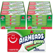 Airheads Candy, Chewing Gum, WATERMELON Flavor MICRO CANDIES inside , Sugar Free, Xylitol, 14 Sticks per Pack, (24 Pack ) Double Header