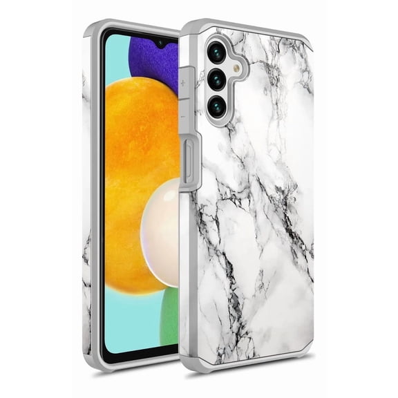 Samsung Galaxy A14 5G Case, Rosebono Slim Hybrid Shockproof Hard Cover Graphic Fashion Colorful Skin Cover Armor Case for Samsung Galaxy A14 5G (White Marble)