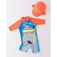 thumbnail image 2 of Styles I Love Little Boys Shark with 3D Swim Glasses One-Piece Rash Guard Swimsuit with Sun Hat 2pcs Beach Swimwear (5T), 2 of 7