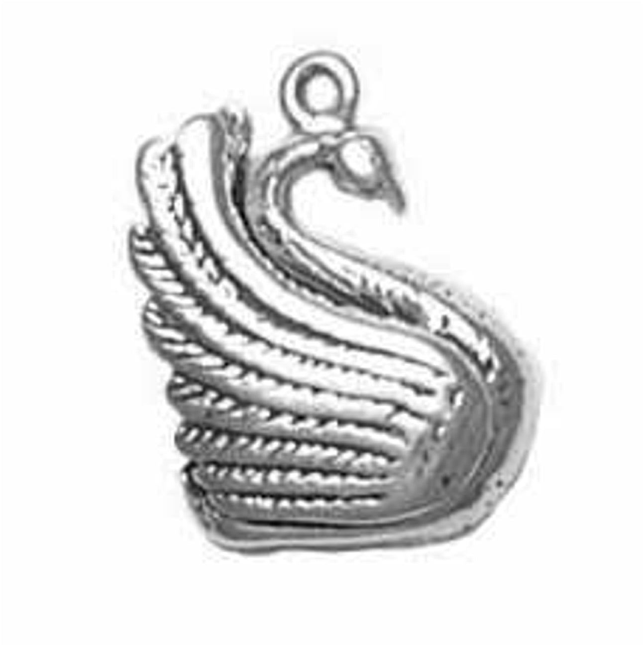 Boxed Brand New 925 Sterling Silver 3d Swan Charm Pendant