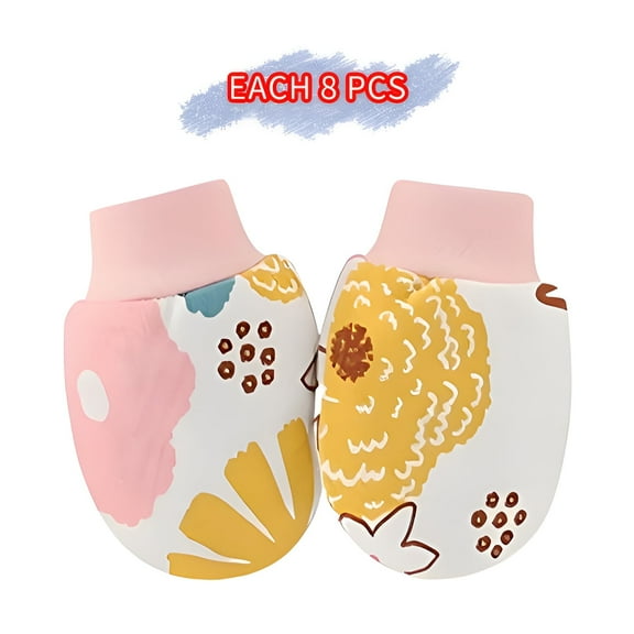 TELOLY 8Pcs Baby Mittens,Fits Baby's Hand Baby Mittens Newborn,Simple to Wear Newborn Mittens,Style1