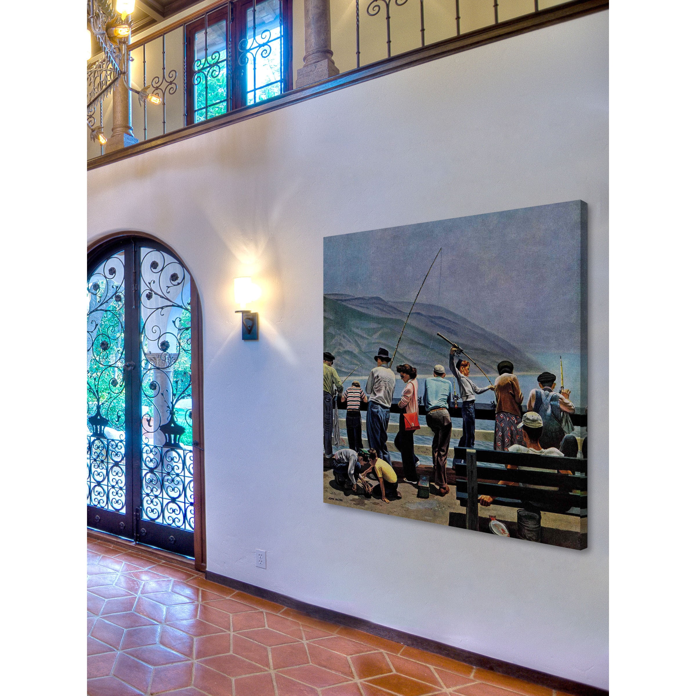 Marmont Hill Pier Fishing by John Falter Painting Print on Wrapped Canvas