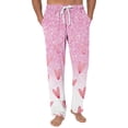 thumbnail image 2 of Men's Fashion Small Heart Print Casual Pants, Drawstring Elastic Waist Lounge Trousers for Valentine's Day Gift and Home,Pink,S, 2 of 5