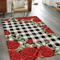 thumbnail image 4 of Area Rug for Living Room, Red Roses Valentine's Day Non-Slip Indoor Large Carpet for Bedroom/Dining Room, Romantic Spring Floral Plaid Washable Low-Profile Rectangle Floor Mat Runner Rugs - 3 x 5 Ft, 4 of 7