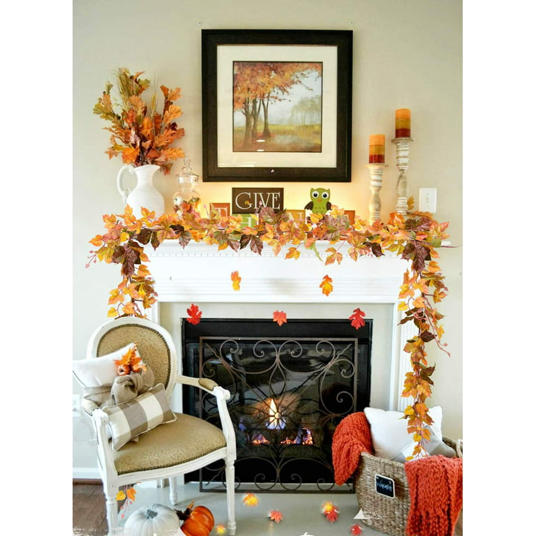 Coolmade 2 Pack Fall Maple Leaf Garland - 6.5ft/Piece Artificial ...