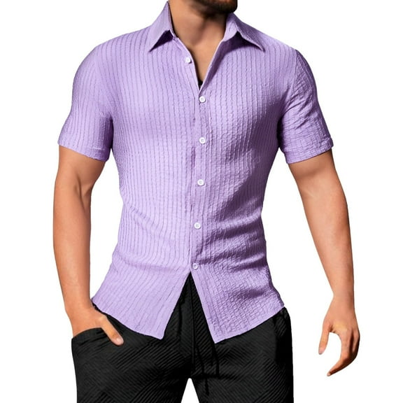 ZZHZGZ 4Th of July Yellow Shirt for Men Men's Casual Short Sleeve Striped Shirt with Open Collar and Loose fit for Summer Wear Durable and Easy Care Design Late July Mens V Neck Tee Shirts M