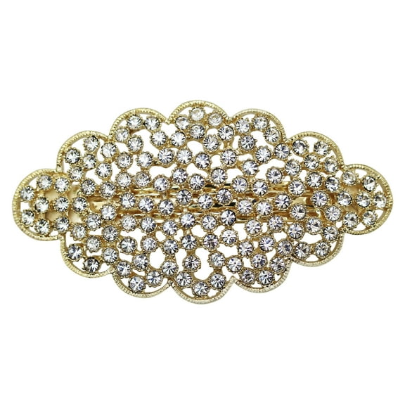 Faship Gorgeous Clear Rhinestone Crystal Floral Hair Barrette
