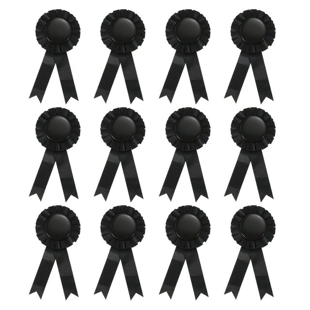 Unique Bargains Blank Award Ribbon, Rosette Ribbon Honorable Prize Recognition Ribbon, Black, 12Pack