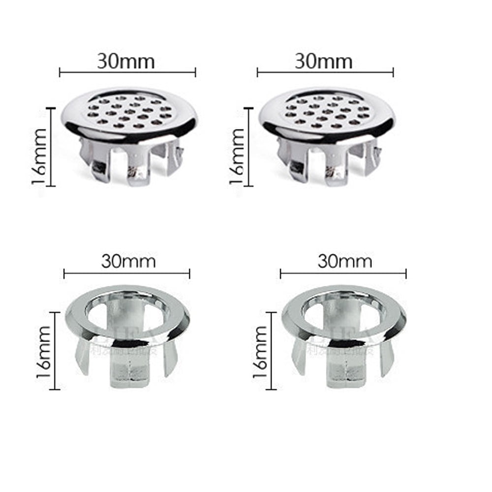 4-Pack Sink Basin Overflow Cover – Chrome-Plated ABS Trim Rings, Hollow Design, Fits Standard Round Overflow Holes, Easy Install, For Home, Hotel, Office