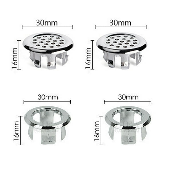 4 piezas de anillo de desbordamiento de fregadero, tapa de desbordamiento de orificio redondo, tapa de drenaje de moldura de lavabo, tapa de drenaje insertable en orificio, para bañera,