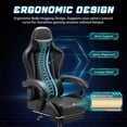 thumbnail image 5 of Vyrox PU Leather Gaming Chair with Massage Lumbar Support, Ergonomic High Back Computer Gamer Chair with Adjustable Footrest, Black, 5 of 7
