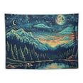 thumbnail image 5 of Shiartex  Starry Night Tapestry, Inspired Lake Mountain Moon Stars Wall Hanging, Colorful Cloud Forest  Tapestries for Bedroom, Living Room  Painting, 5 of 6