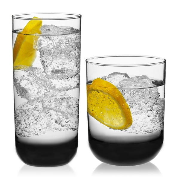 Libbey Polaris 16Piece Tumbler and Rocks Glass Set, Smoke