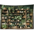 thumbnail image 2 of Green Plant Bookshelf Tapestry Book on Bookshelf and Plant Potted Tapestry Wall Hanging Reading Wall Art Decor for Study Room Bedroom Living Room College Dorm, 2 of 7