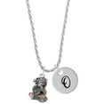 thumbnail image 1 of Delight Jewelry Two-tone Dragon with Red Crystals Silvertone Script Initial Disc - O - Charm Necklace, 20"+3", 1 of 4