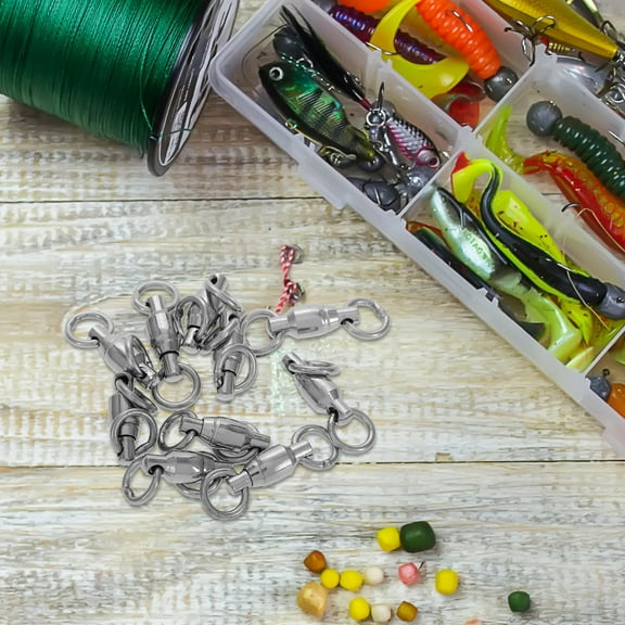 WHAMVOX Smooth Rotation 10Pcs Fishing Line Connectors Double Welded Rings Stainless Steel Swivel