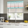 thumbnail image 5 of Teal Pink Striped Valances for Windows, Decorative Rod Pocket Window Valance Curtains, Farmhouse Stripes Simple Art Short Curtain Drapes for Kitchen/Bathroom/Living Room, 2 Panels, 54" W x 18" L, 5 of 8