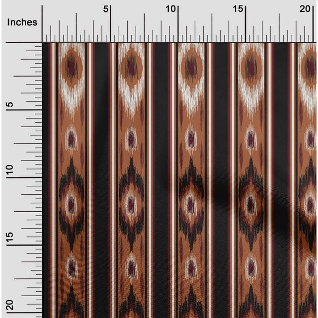 oneOone Georgette Viscose Rouille Brun Tissu Rayure & Ikat Ethnique Robe Tissu Tissu Imprimé par la Cour 42 Pouces de Large