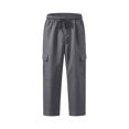 thumbnail image 4 of RUTAYY Men's Cargo Pants Drawstring Waist Side Pockets Multi Pocket Outdoor Casual Trousers Grey, 4 of 5