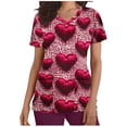 thumbnail image 2 of VKOYWKM Valentines Day Shirts for Women Scrub Tops Cute Heart Print V Neck Nurse Uniforms Short Sleeve Loose Fit Valentine Working Uniform with Pockets, 2 of 5