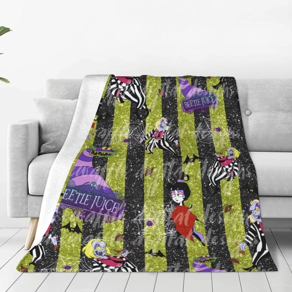 Beetlejuice Throw Blanket Couch Bed Sofa Soft Lightweight Warm Cozy Flannel Fleece Bed Blanket For Kids Adults Gift Multiple Sizes Available 40"X30"