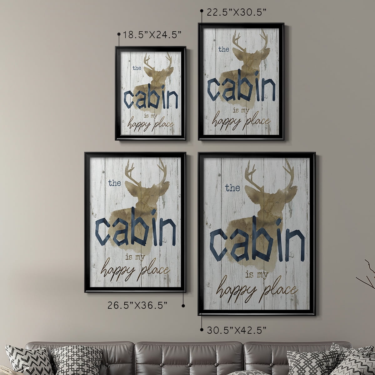 Happy Place Cabin Premium Classic Framed Print - Ready to Hang