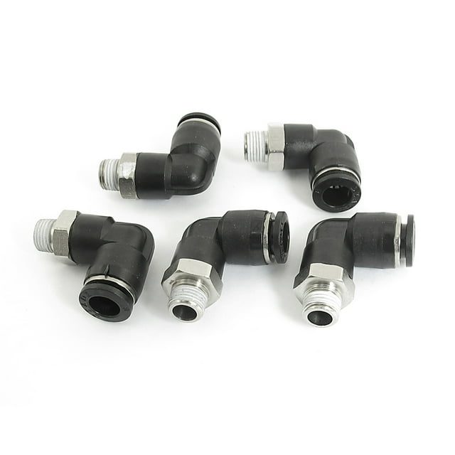 Conectores de codo rápido de aire neumático macho de 1/8 BSP a 8 mm, 5 piezas