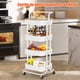 thumbnail image 2 of Carrito de Almacenamiento de Metal, Carro de Servicio Multiusos de 4 Nivel, Cesta de Almacenamiento,Marco de Acero,con Mango,Organizador con Rueda y 2 Rueda Cerradura,para Cocina, Salón, Baño (Blanco), 2 of 7