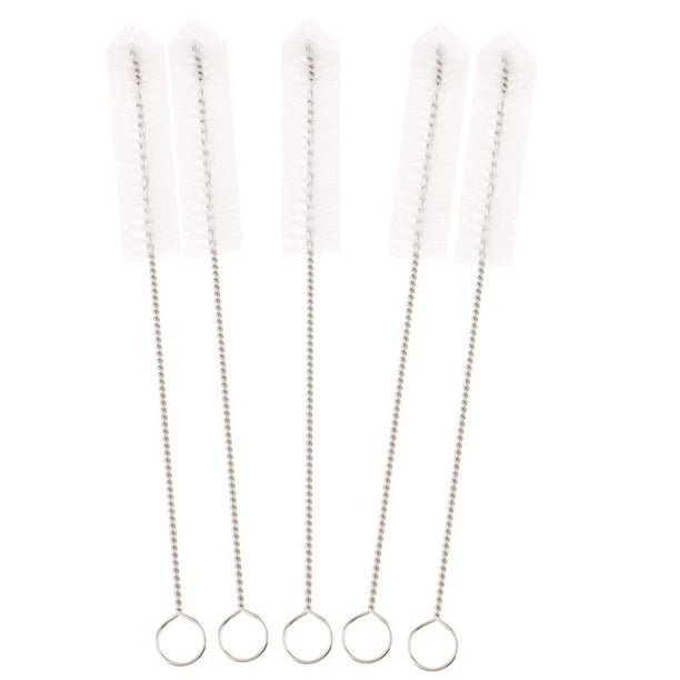 Cepillo de la paja del tubo perfecl de 5 pedazos herramientas cosméticas de nylon de limpieza de joyería plateado 1.5 cm 15 cm