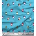 thumbnail image 1 of Soimoi Blue Modal Satin Fabric Coffee Glass & Dots Print Fabric by the Yard 42 Inch Wide, 1 of 1