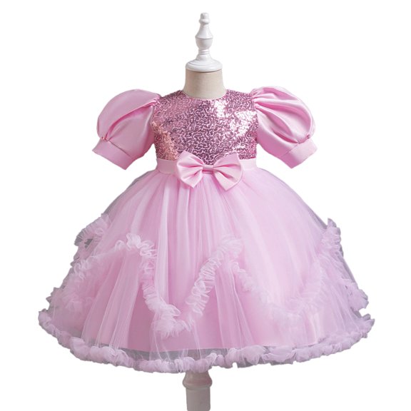 AJZIOJIRO Kids Toddler Flower Girls Wedding Tulle Dresses Baby Maxi High Low Gown Dance Tulle Tutu Princess Dress 2-10T