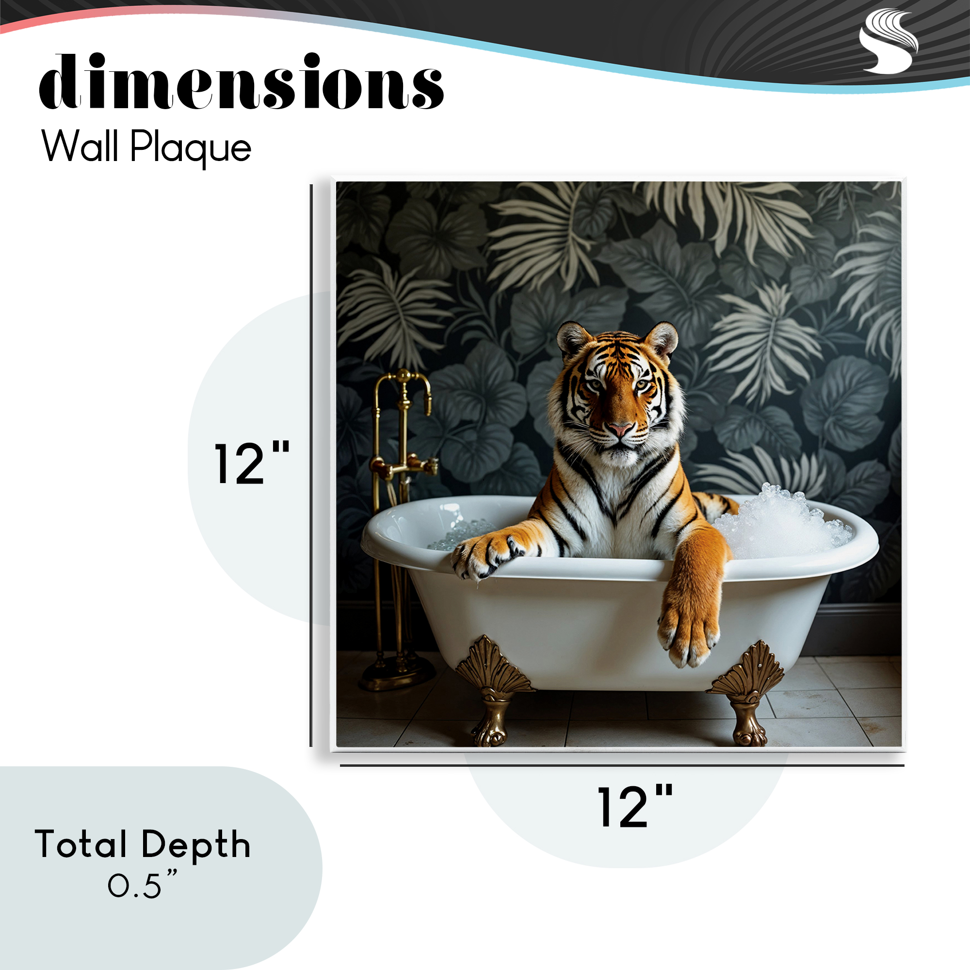 Tiger in Exotic Bubble Bath Wall Plaque Art, design by Lettered and Lined