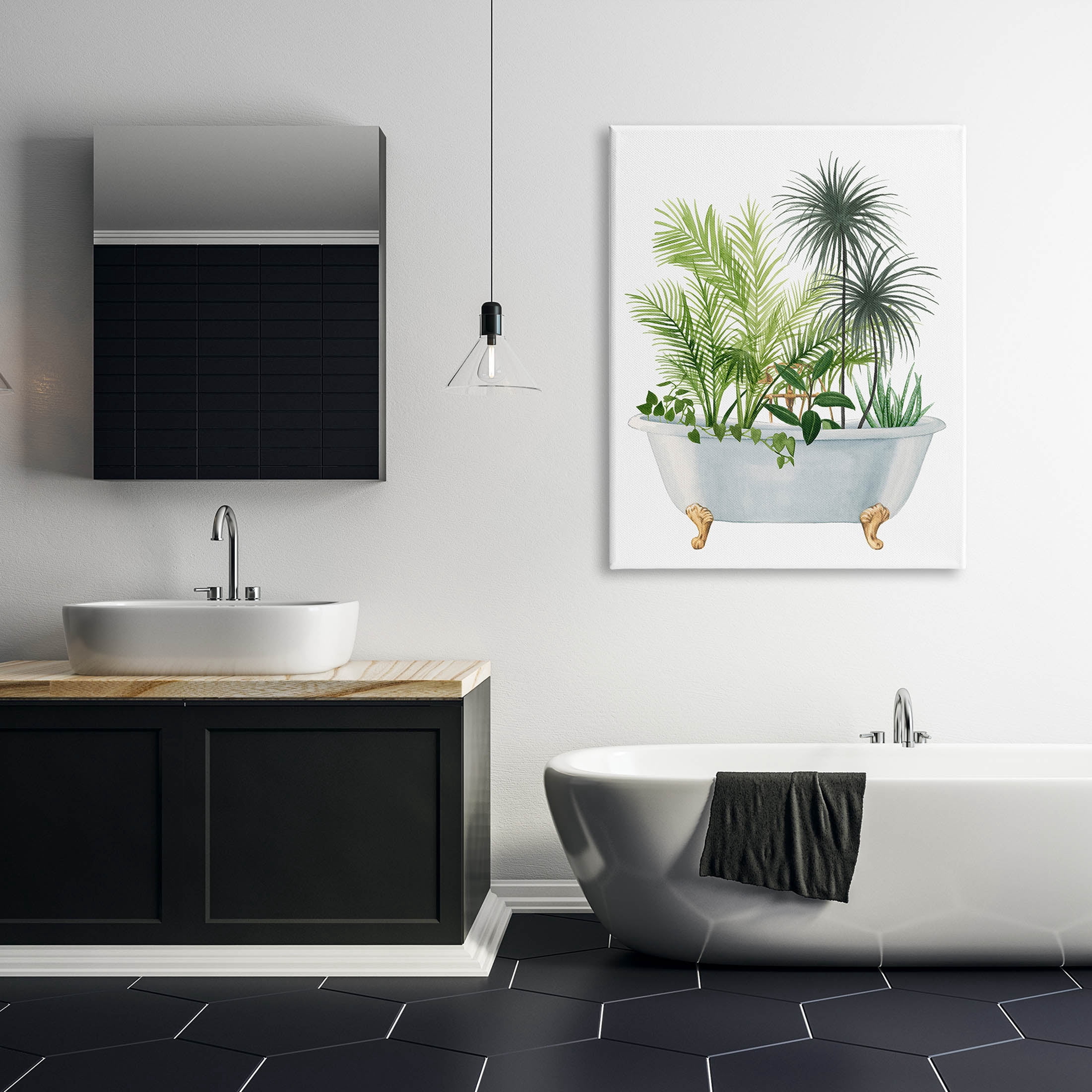 Stupell Industries Mixed Plant Leaves Antique Bathroom Tub Graphic Art Gallery Wrapped Canvas Print Wall Art, Design by Grace Popp