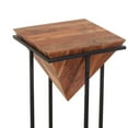 thumbnail image 3 of 26 Inch Pyramid Shape Wooden Side Table With Cross Metal Base Brown and Black - Saltoro Sherpi, 3 of 5