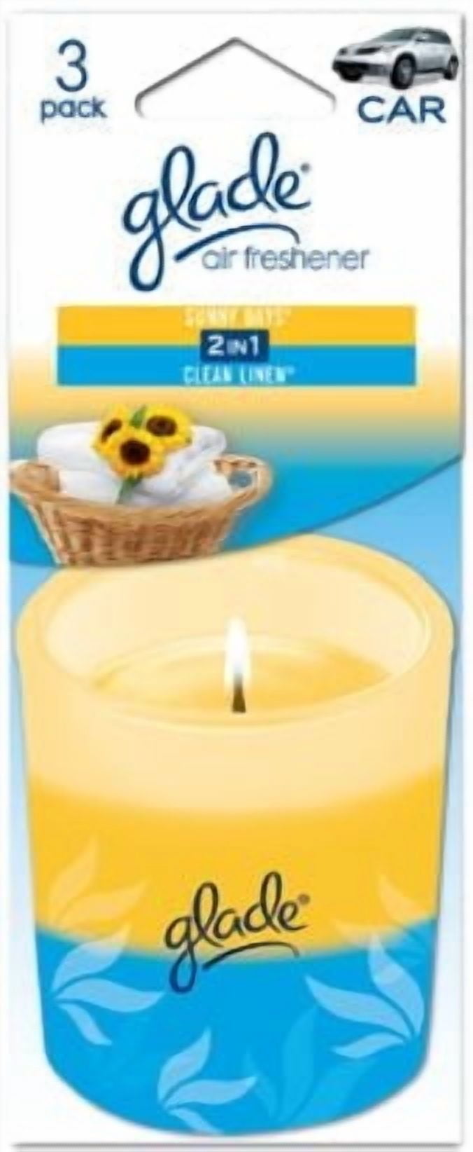 Glade 2-In-1 Candle, Clean Linen & Sunny Days - Pack of 3