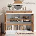 thumbnail image 3 of Amkui Kitchen Storage Cabinet, 2 Glass Door Buffet Sideboard with a Large Storage Drawer, Modern White Coffee Bar Cabinet with Adjustable Shelf for Dining Room, Kitchen, Entryway, 3 of 9