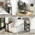 thumbnail image 5 of Small Side Table for Small Space, 3-Tier Narrow End Table with Magazine Holder,Slim Nightstand, Skinny Snack Couch Table in Living Room, Bedroom Study and Balcony (Rustic Brown &Black) Patent Pending, 5 of 9