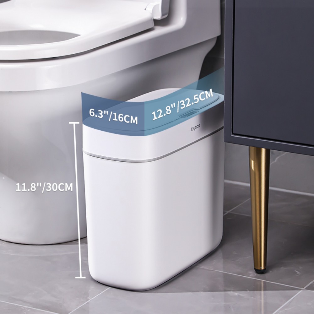 Joybos Bathroom Trash Can with Lid, 3 Gallon Slim Plastic Waste Basket, Motion Sensor Garbage Bin