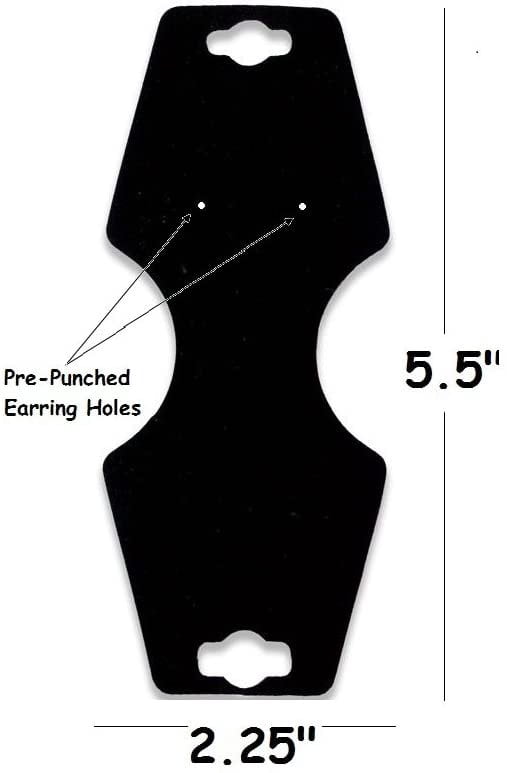 200 Pcs Black Jewelry Display Cards - 5.5x2.25 Inch Fold-Over Cards With Self-Adhesive Seal