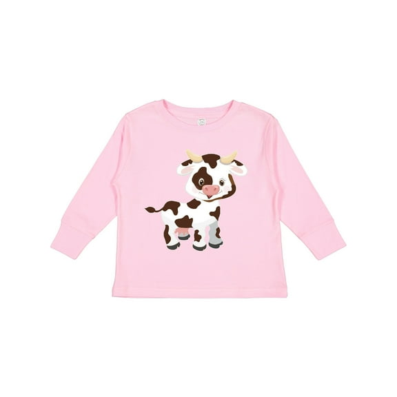Inktastic Cute White Holstein Cow with Brown Spots Boys or Girls Long Sleeve Toddler T-Shirt