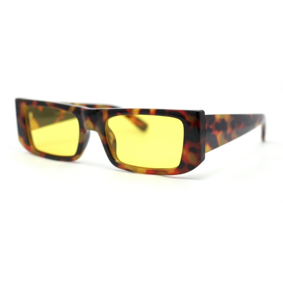 Womens Mod Square Rectangle Subtle Cat Eye Plastic Retro Sunglasses Tortoise - Yellow