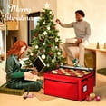 thumbnail image 5 of Ayieyill Premium Christmas Ornament Storage Container - Holds Up to 72-4” Ornaments Durable 600D Fabric - Adjustable Dividers - 3 Individual Trays - Red, 5 of 7