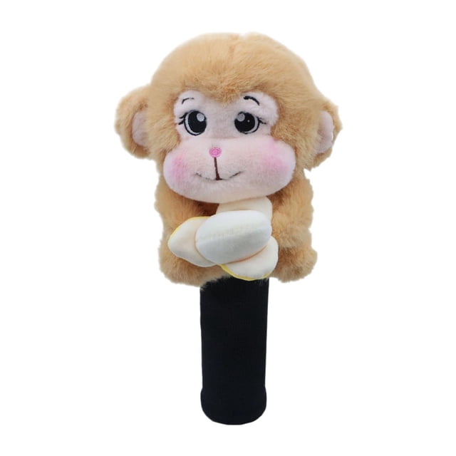 Funda de madera para palos de golf de peluche de mono, portátil, resistente a arañazos Marrón claro