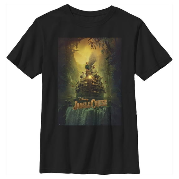 Boy's Jungle Cruise Movie Poster Graphic Tee Black Medium