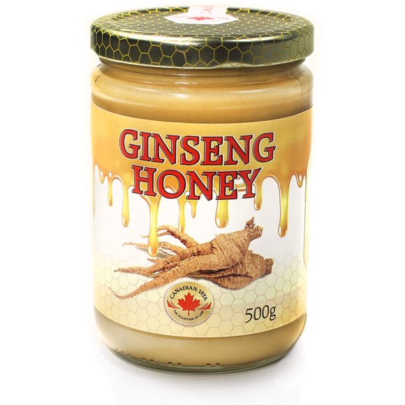 Canadian Vita Ginseng Honey - Natural Sweetener - Creamy Blend - 500g - Perfect for Toast, Smoothies, and Tea