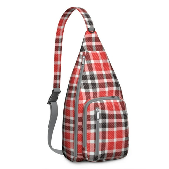 Waterproof Plaid Hiking Sling Backpack for Women – Lightweight Buffalo Checkered Crossbody Bag with Adjustable Strap, Vintage Chest Bag for Travel, Outdoor & Everyday Use