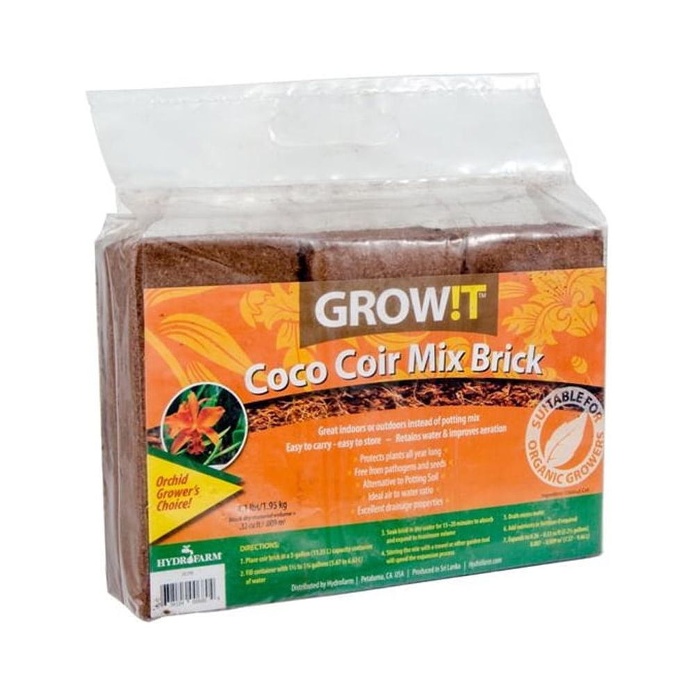 GROW!T JSCPB - Coco Coir Mix Brick (Pack of 3), Brown - Protects Plants All Year Long, Free from Pathogens and Seeds, Alternative to Potting Soil, Perfect for indoor or outdoor usage