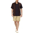 thumbnail image 2 of INSPIRE CHIC Men's Shirt Vertical Striped Button Down Point Collar Short Sleeve  Shirt 3XL Purple, 2 of 6