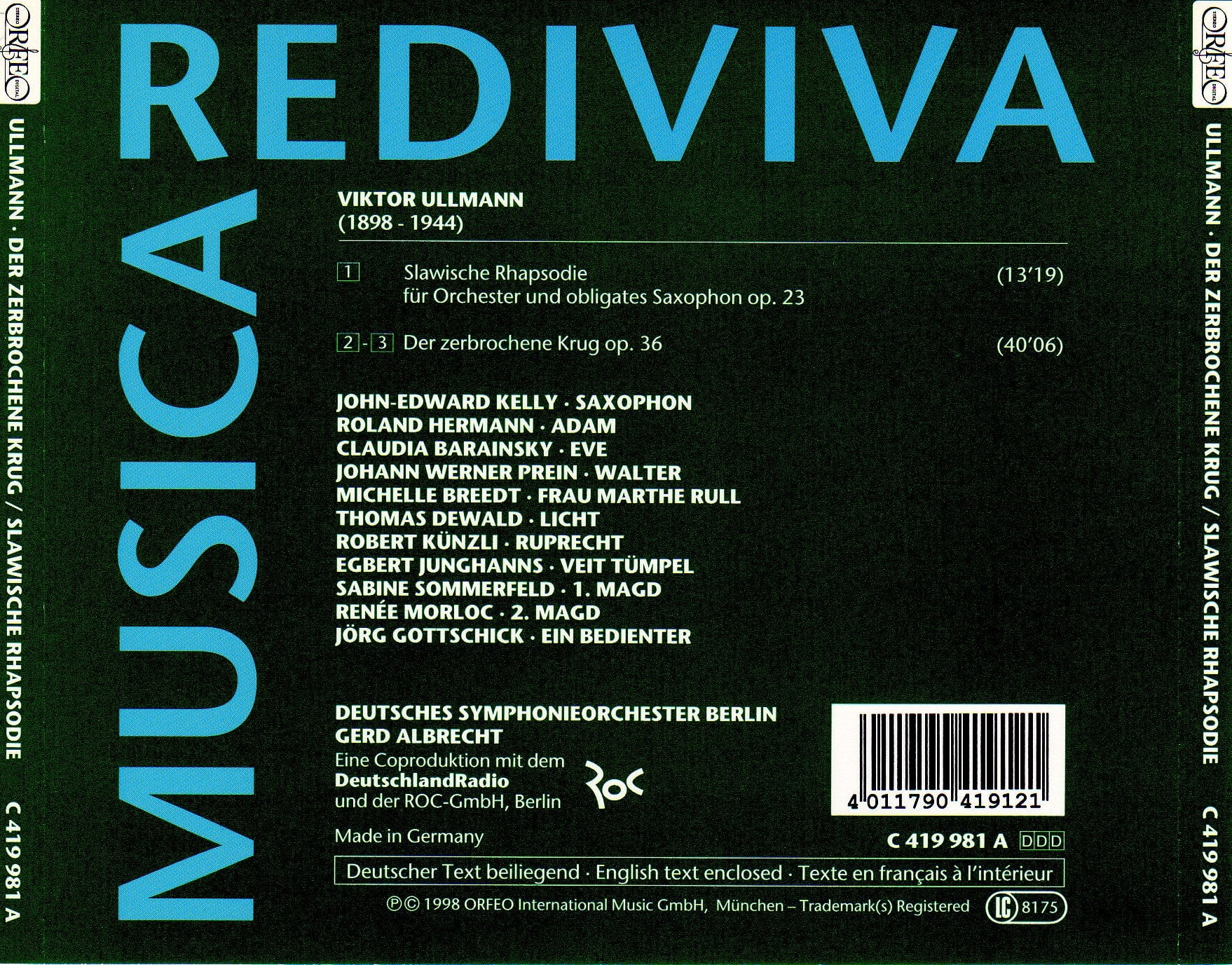 V. Ullmann - Der Zerbrochene Krug / Slavonic Rhapsody - Music & Performance - CD