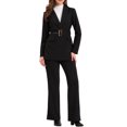 thumbnail image 2 of BLAZER DE TRABAJO CHIC INSPIRADO PARA MUJERES, MANGA LARGA, CON CUELLO, ELEGANTE, CASUAL, CHAQUETA DE TRAJE CON CINTURÓN, NEGRO, 2 of 6